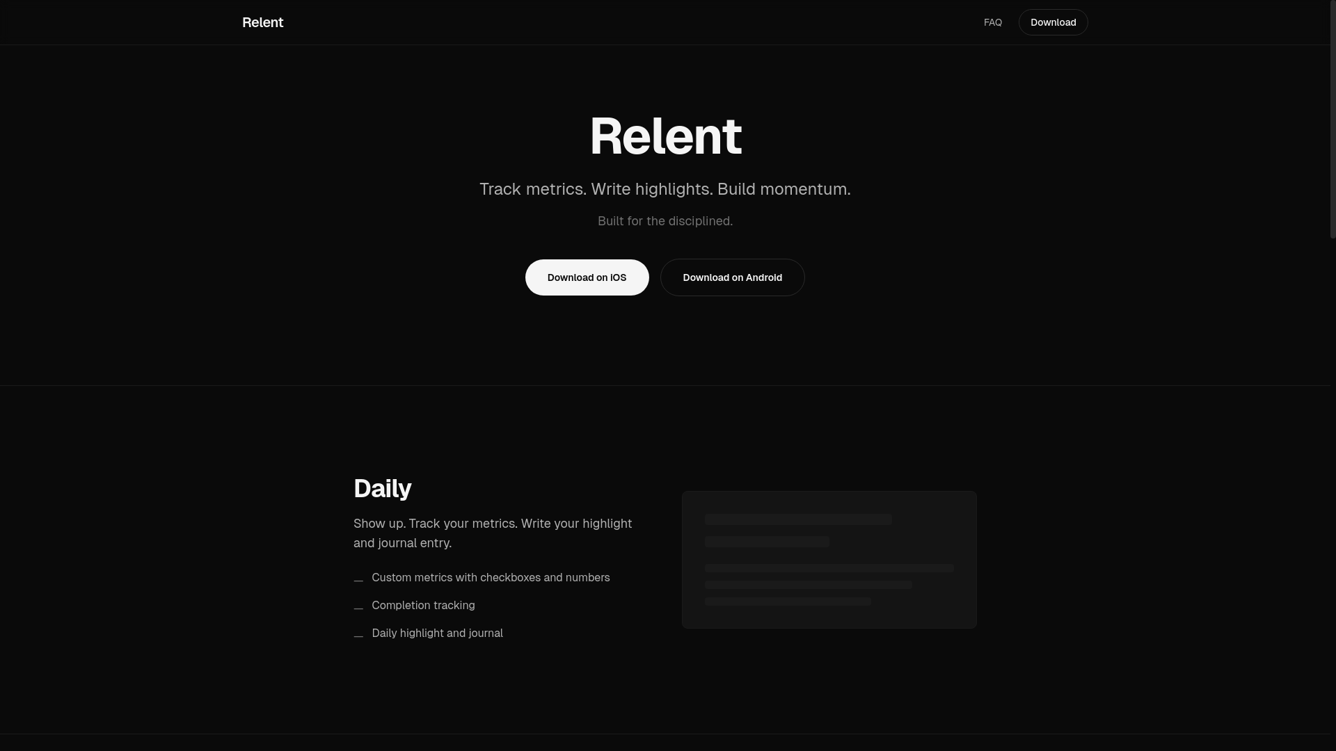 website screenshot of https://relentdaily.com/