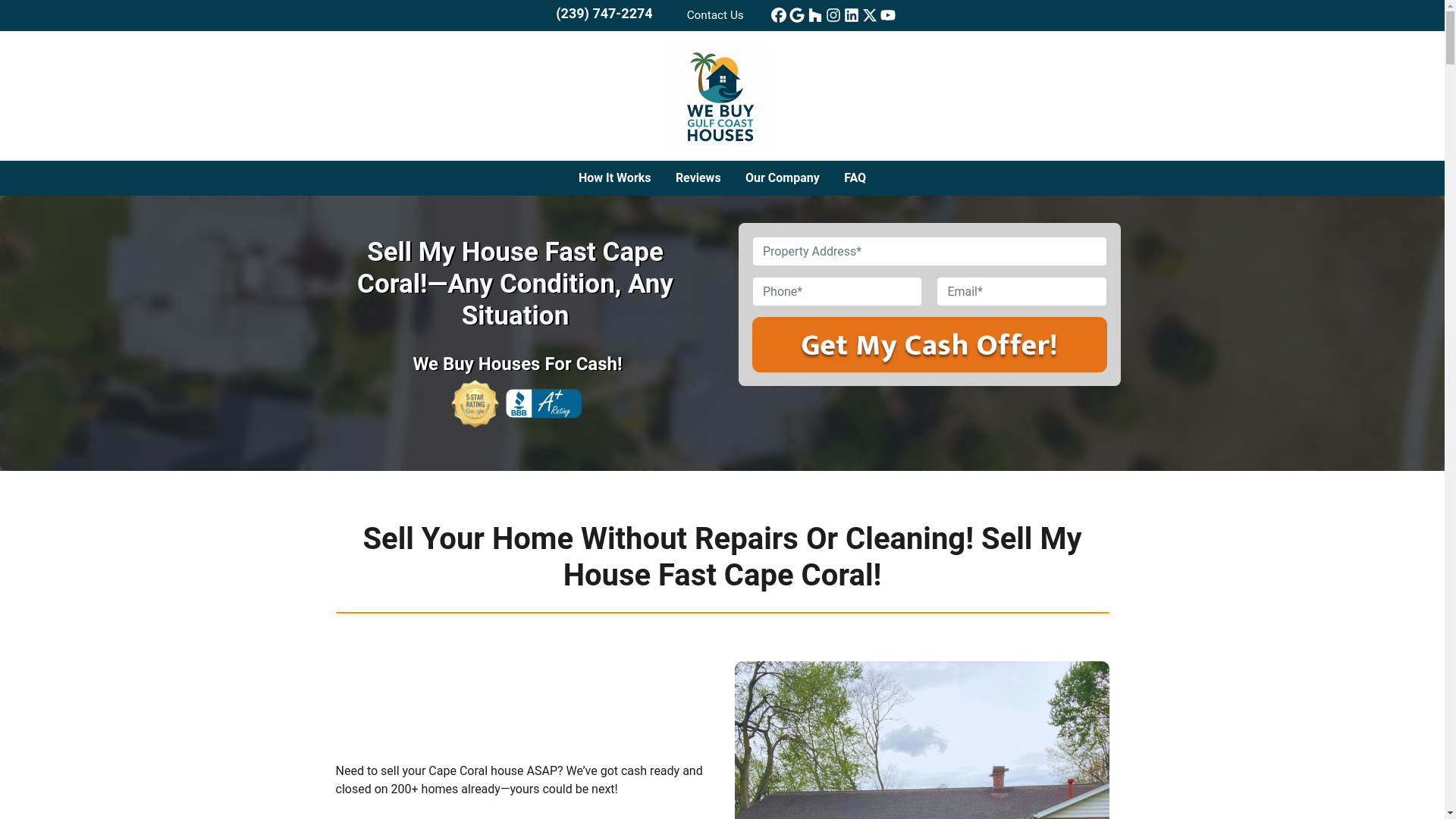 website screenshot of https://webuyhousescapecoralflorida.com/