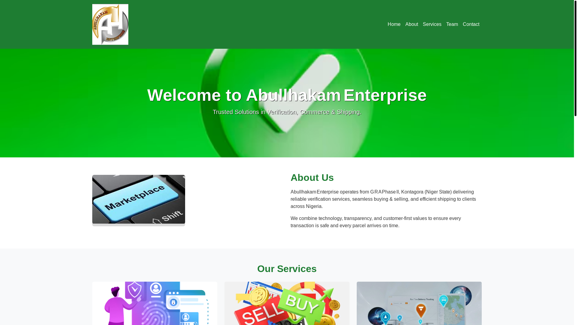 website screenshot of https://abullhakamenterprise.com.ng/