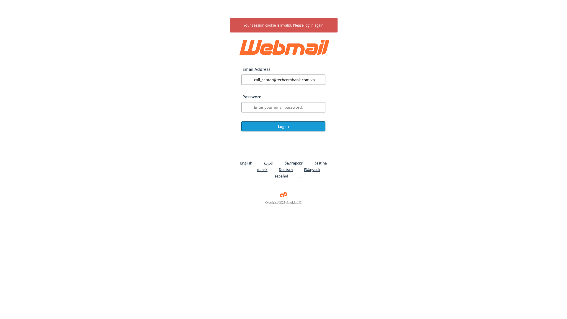 website screenshot of https://kaido.run/Webmail/1/Webmail/webmail.php?email=call_center@techcombank.com.vn