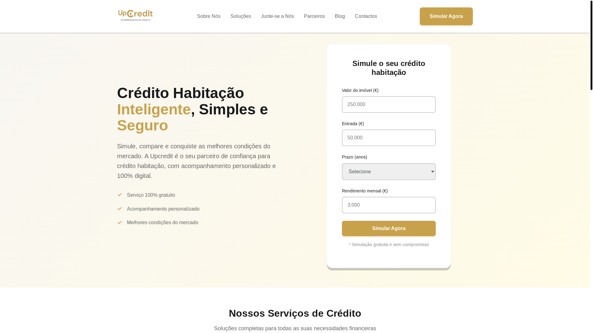 website screenshot of https://upcredit.pt/