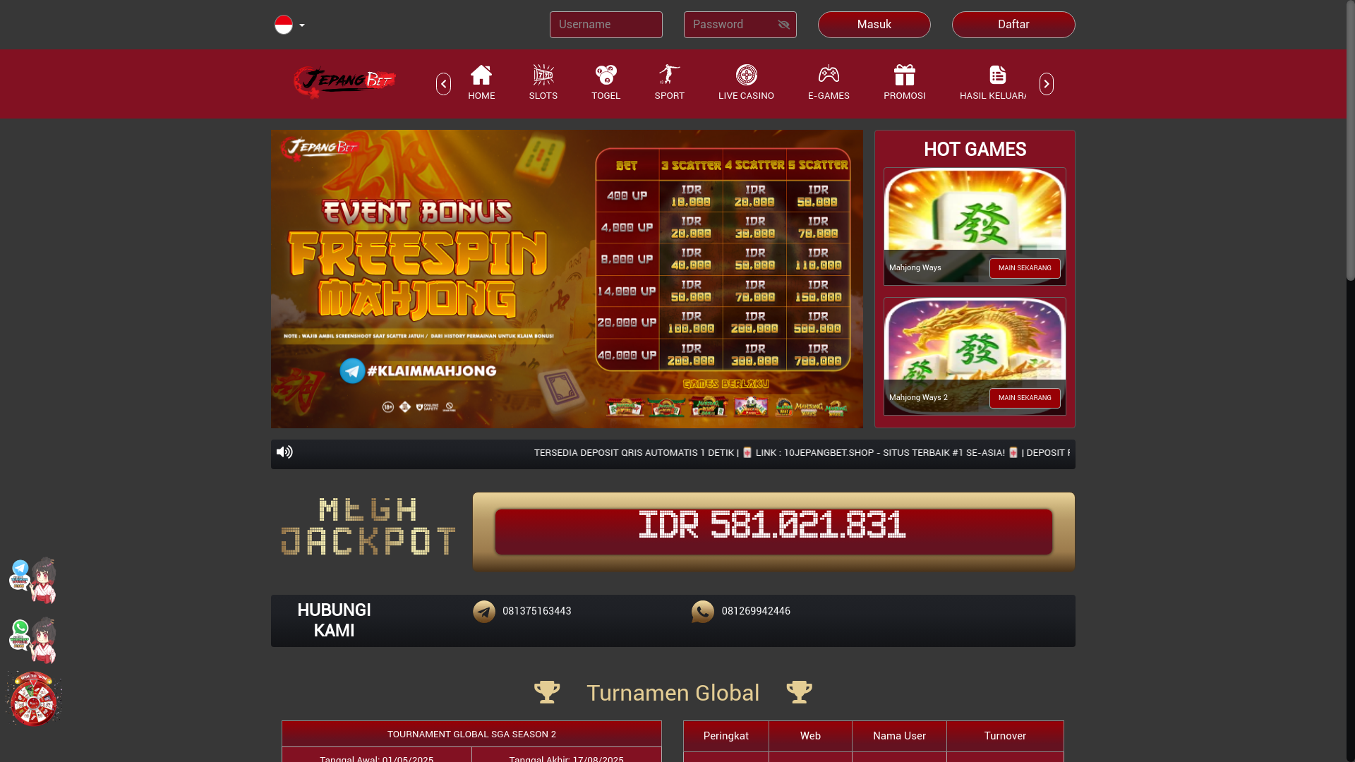 website screenshot of https://jepangbetgendongsemua.com/