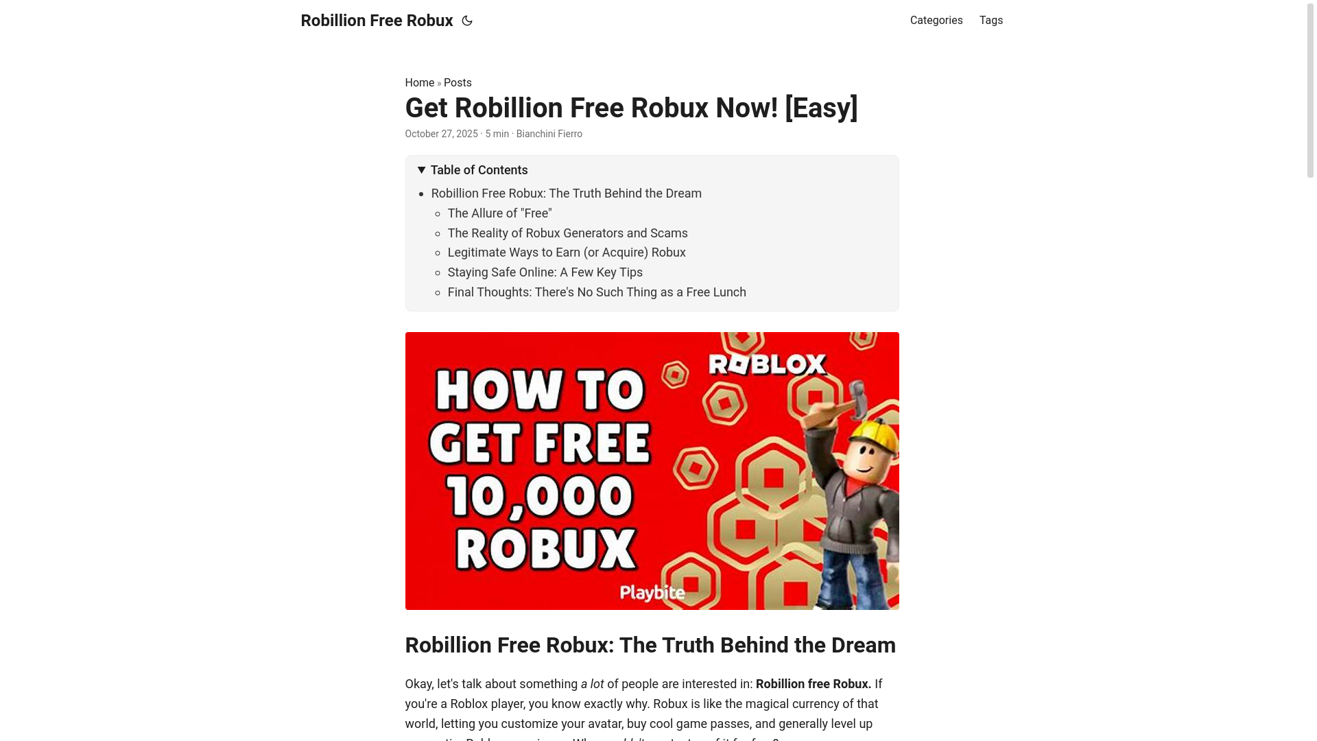 website screenshot of https://robillion-free-robux.pages.dev/