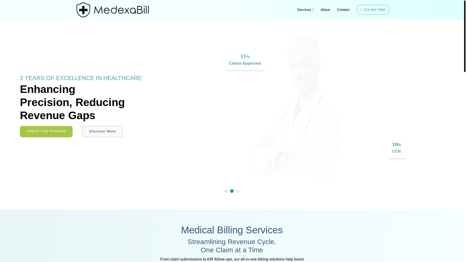 website screenshot of https://medexabill.com/