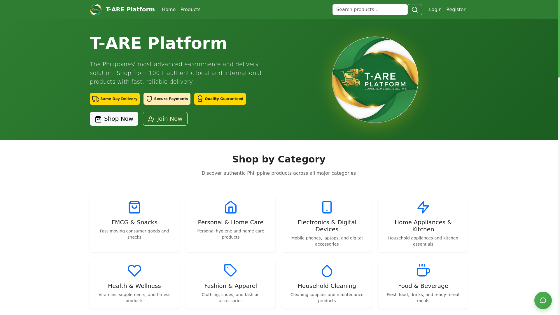 website screenshot of https://t-areplatform.com/