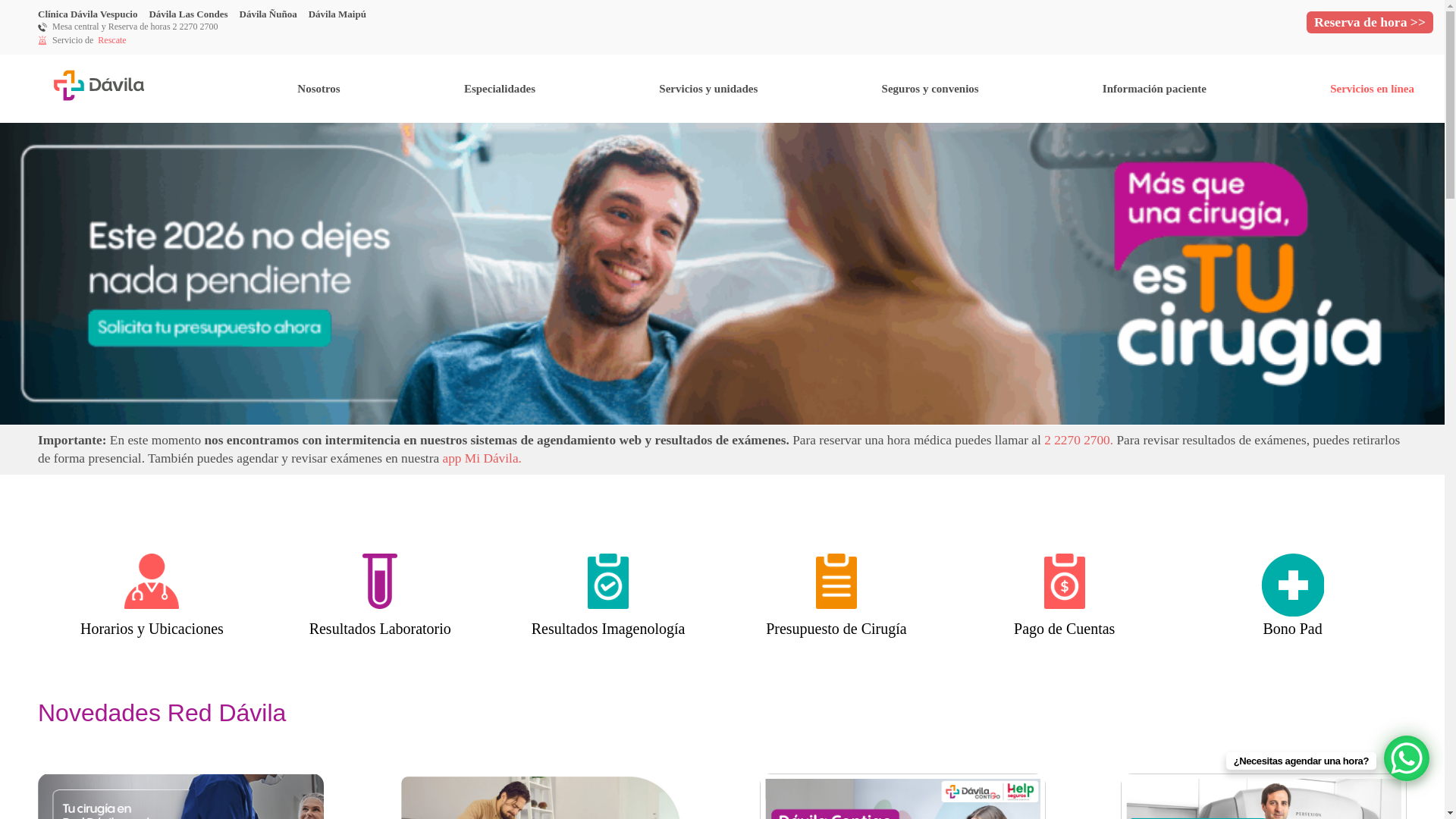 website screenshot of http://davila.cl/