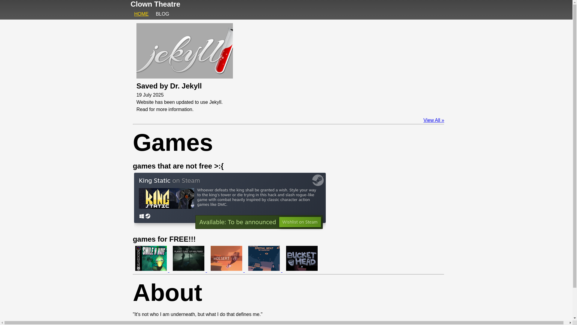 website screenshot of https://clowntheatresite.pages.dev/