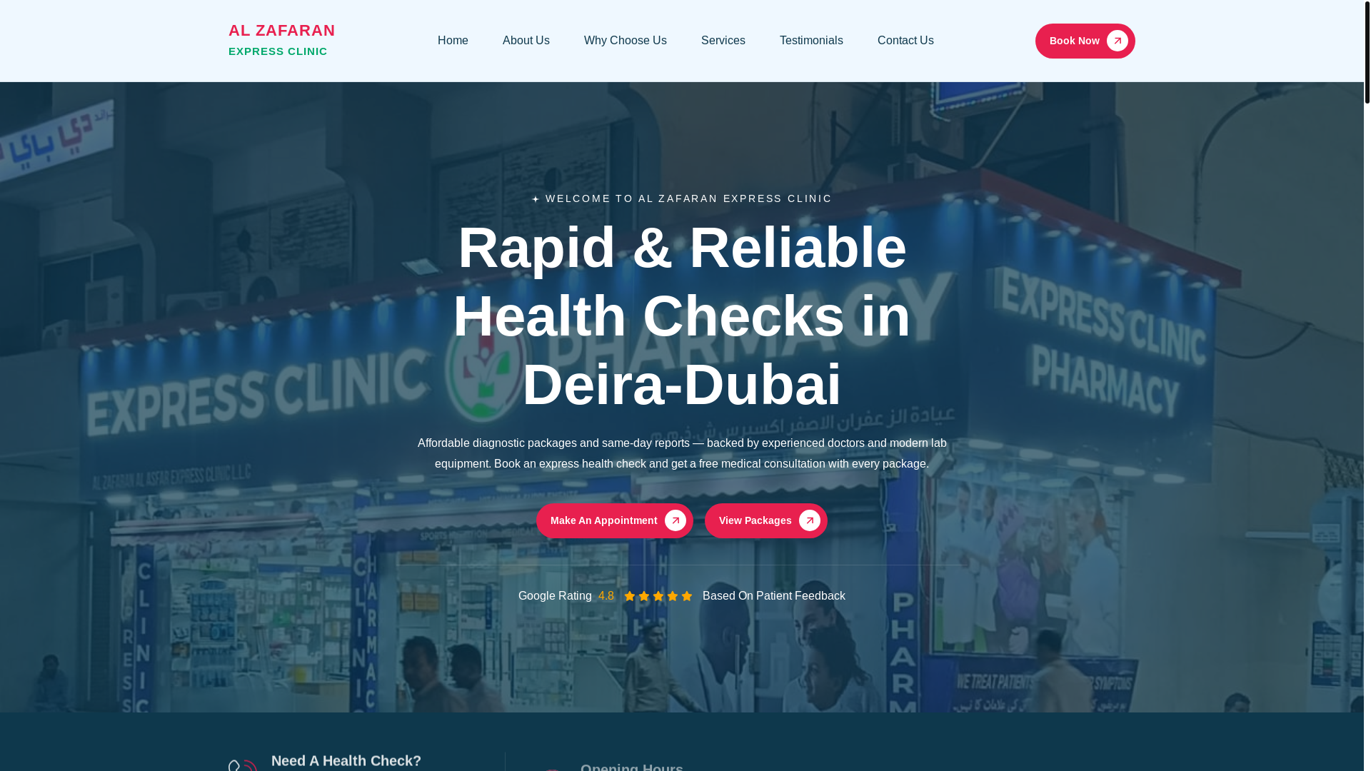 website screenshot of https://alzafaranexpressclinic.com/