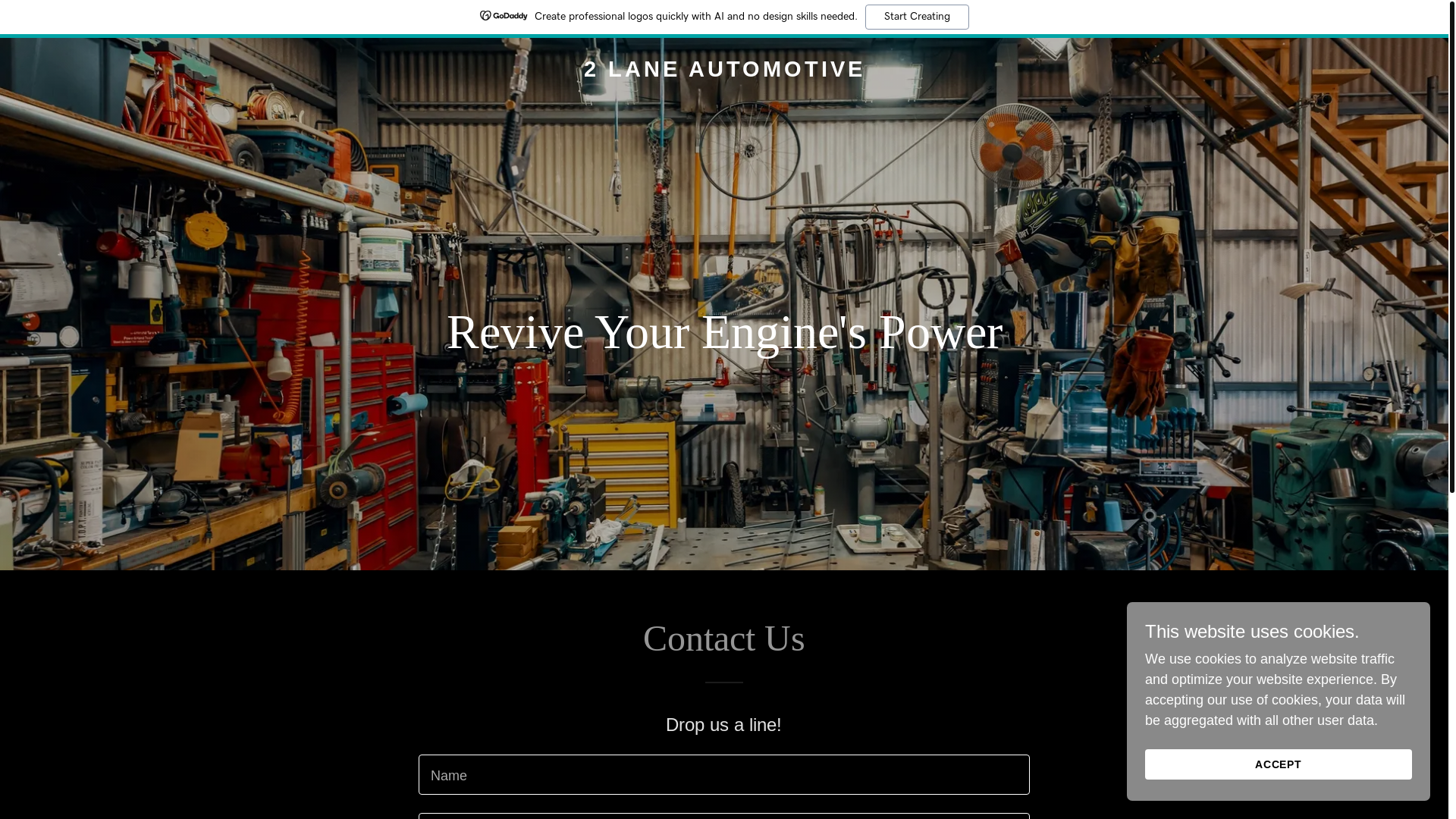 website screenshot of https://2laneautomotive.com/