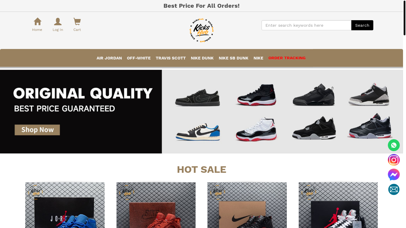 website screenshot of https://kickshubs.com.co/