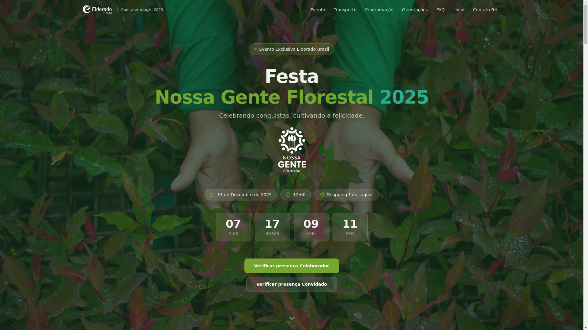 website screenshot of https://festanossagenteflorestal.com.br/
