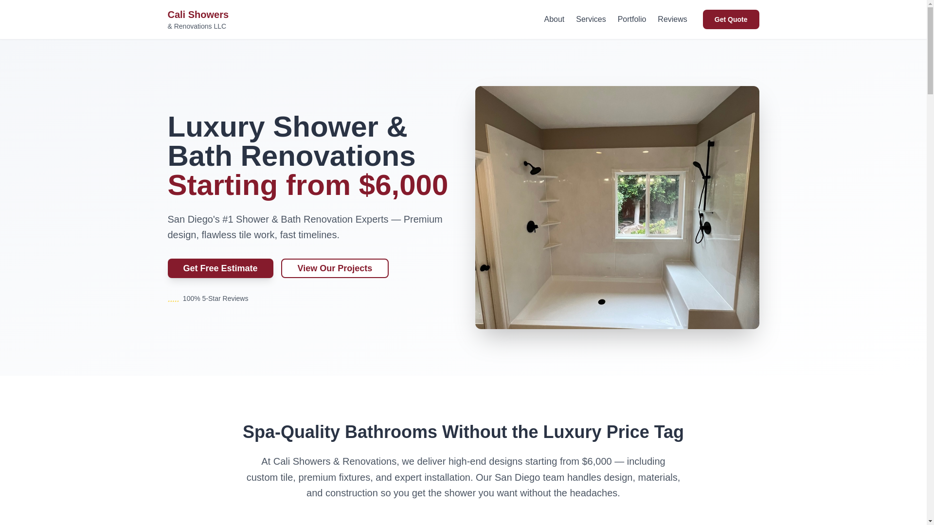 website screenshot of https://calishowersrenovation.com/