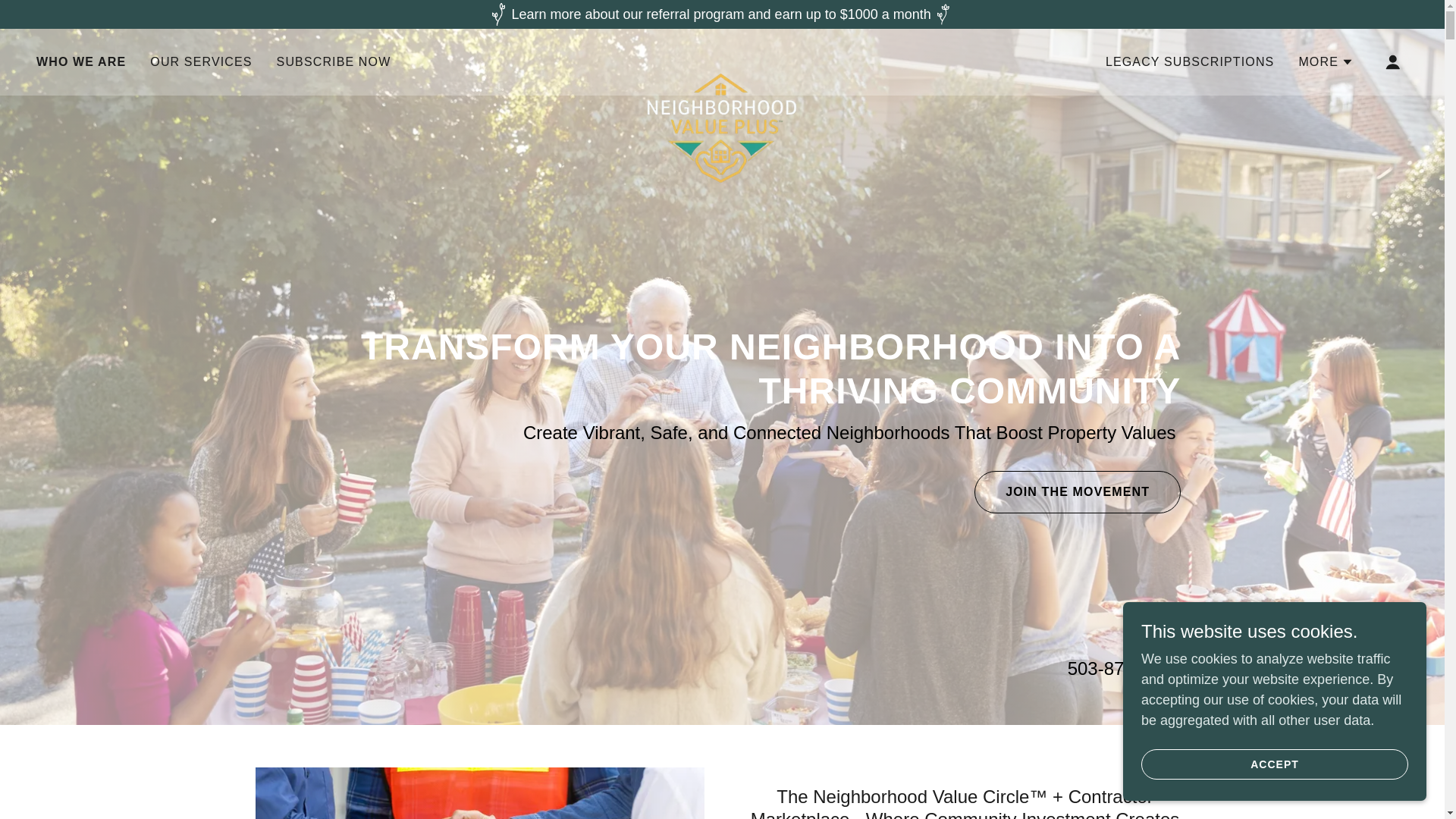 website screenshot of https://neighborhoodvalueplus.info/