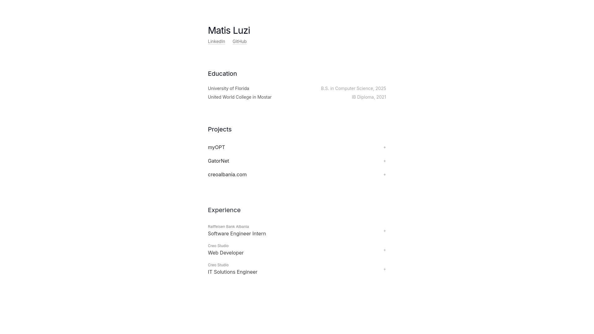 website screenshot of https://matisluzi.com/