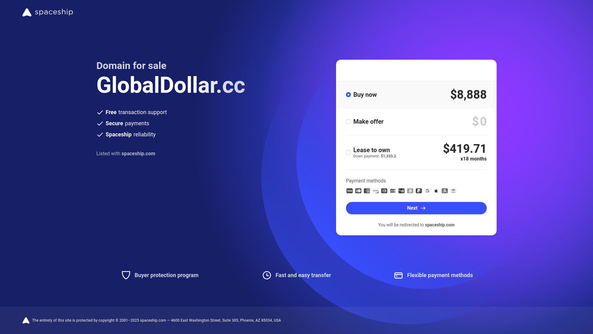 website screenshot of https://globaldollar.cc/
