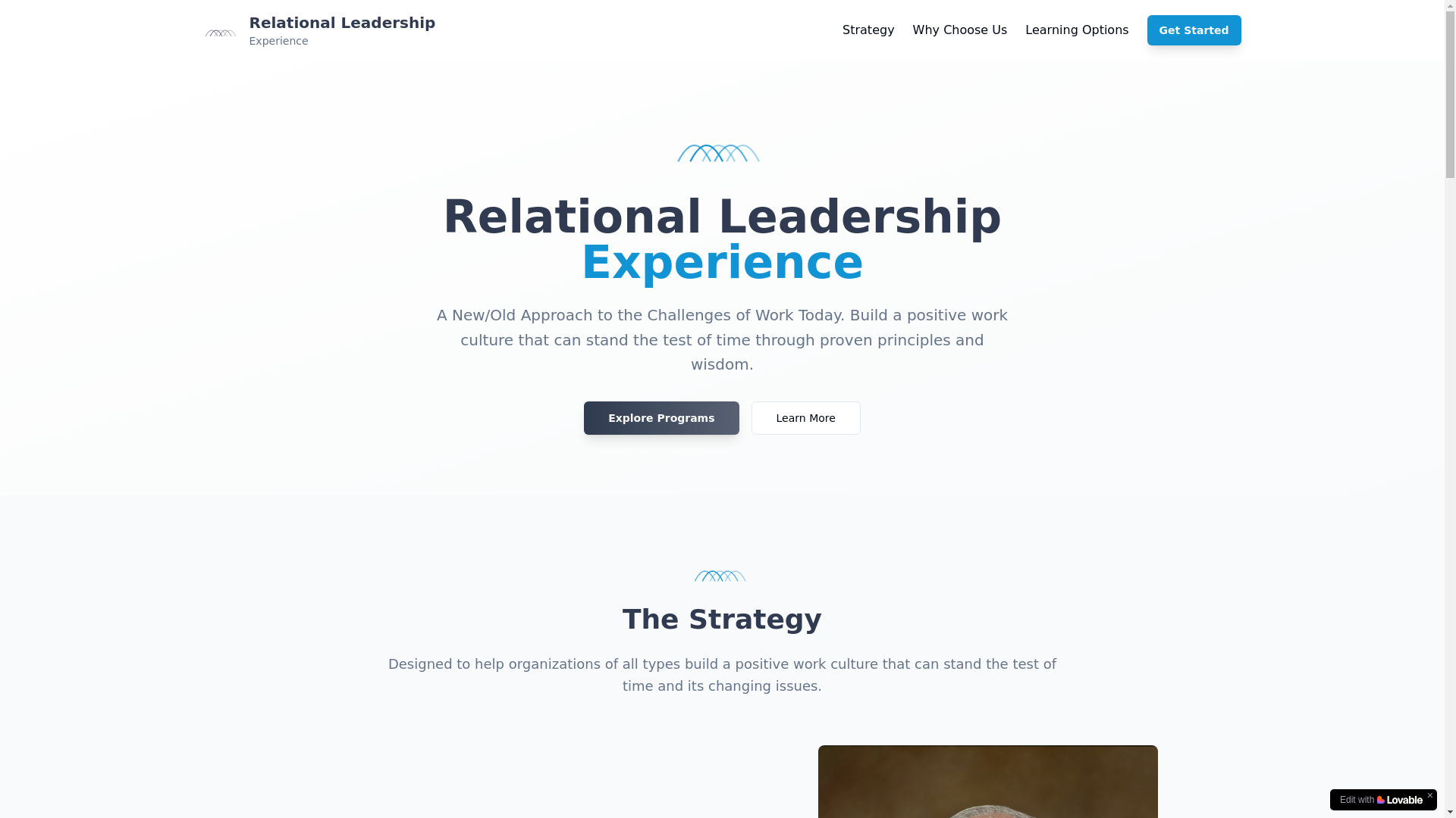 website screenshot of https://relationalleadershipexperience.com/