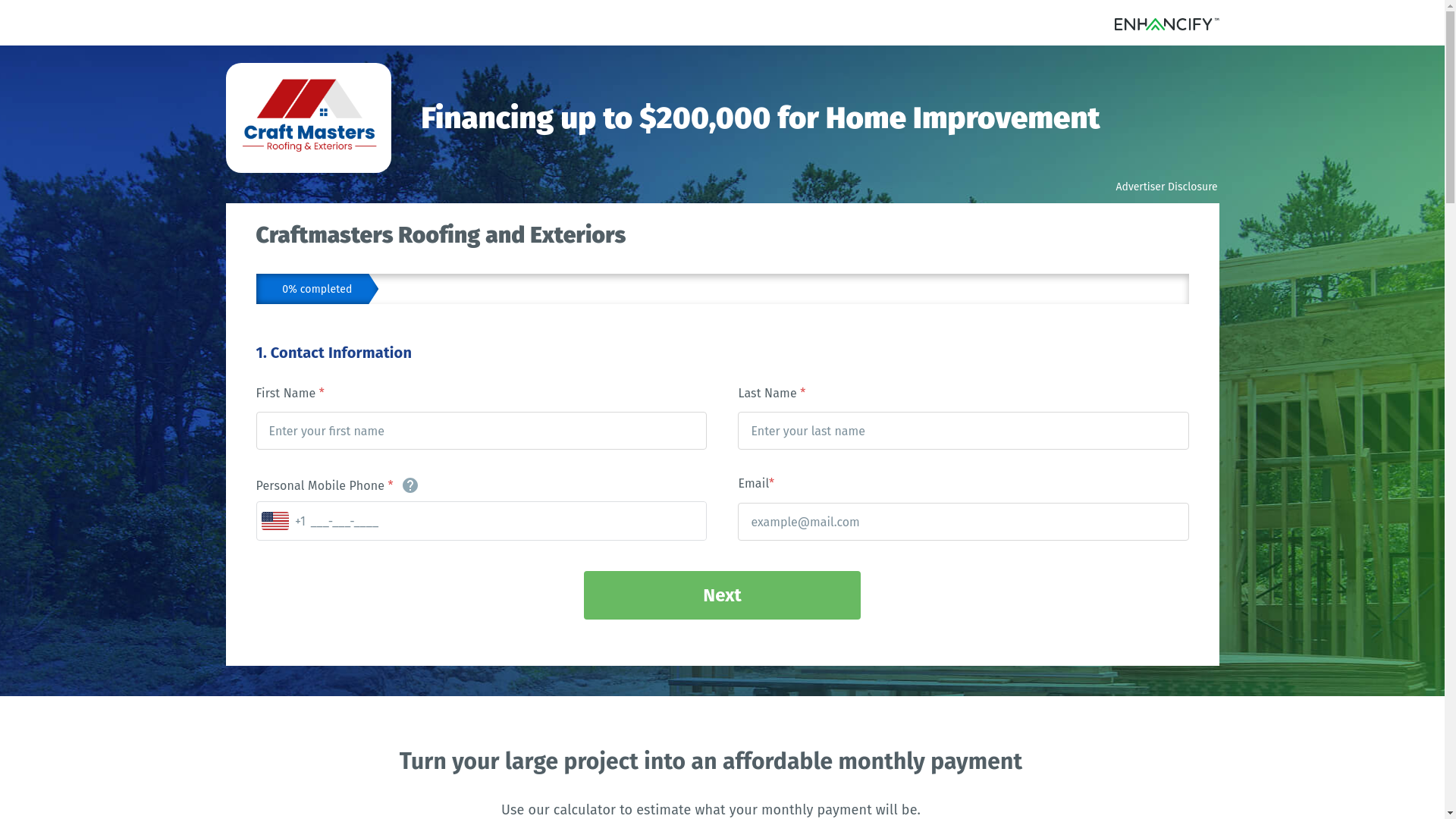 website screenshot of https://financemyroof.today/