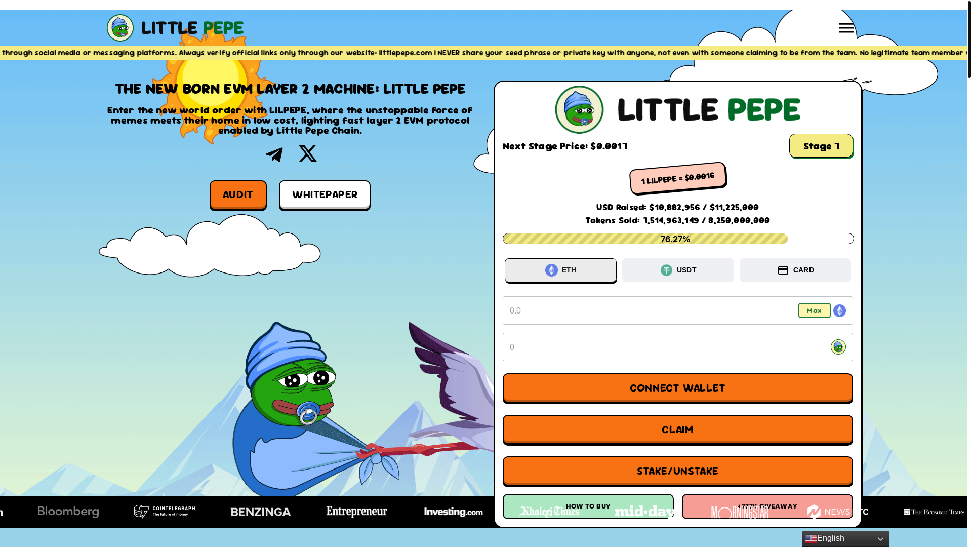 website screenshot of https://littlepepetoken.com/