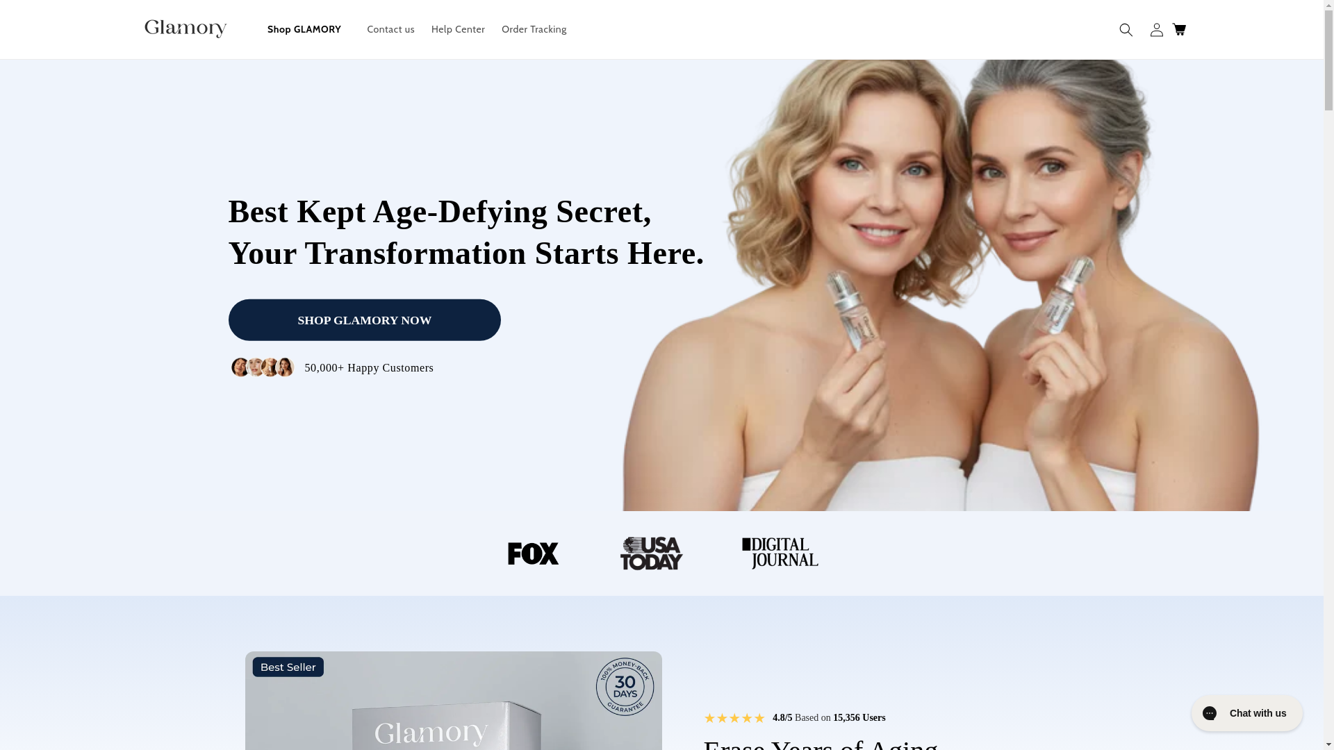 website screenshot of https://tryglamory.com/