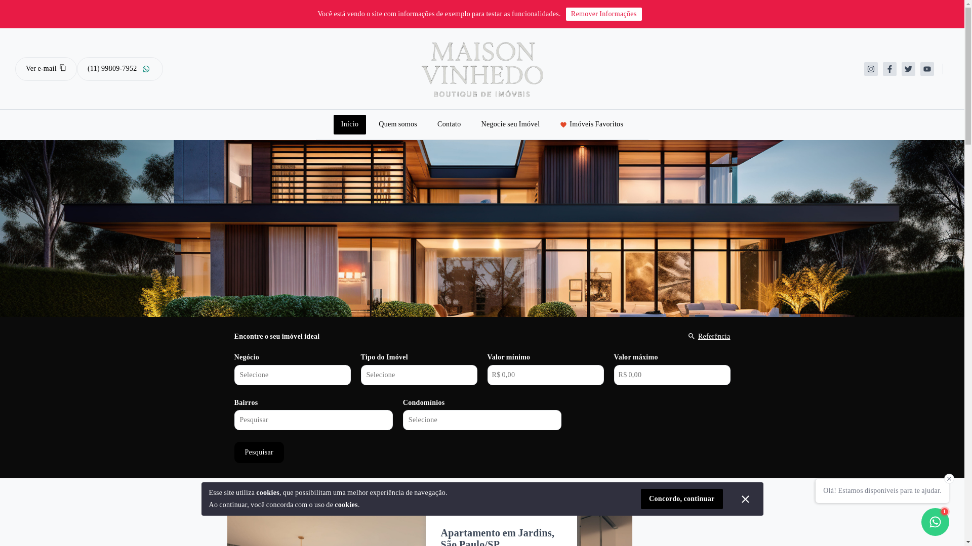 website screenshot of https://maisonvinhedo.com.br/