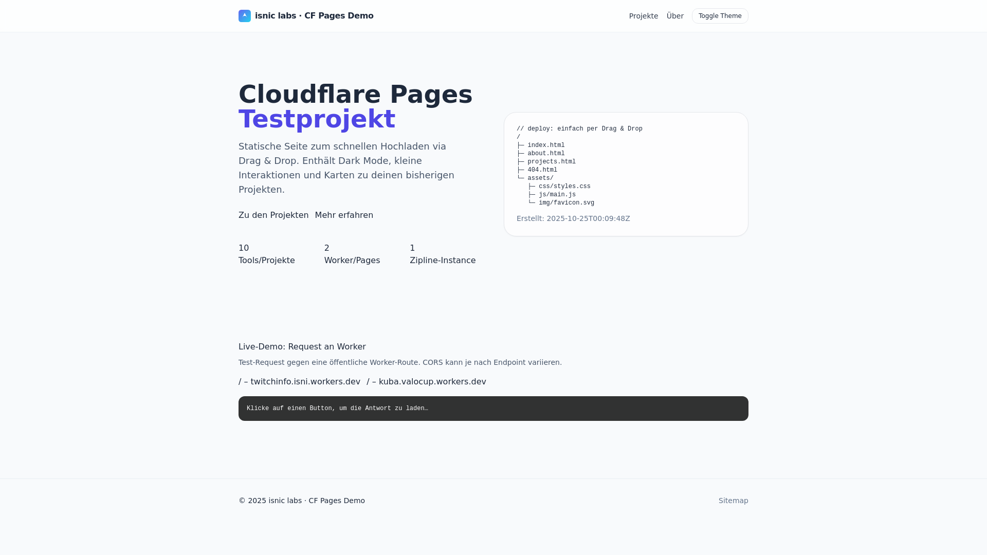 website screenshot of https://testprojekt-7gc.pages.dev/