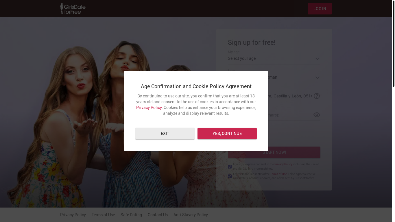 website screenshot of https://www.girlsdateforfree.com/