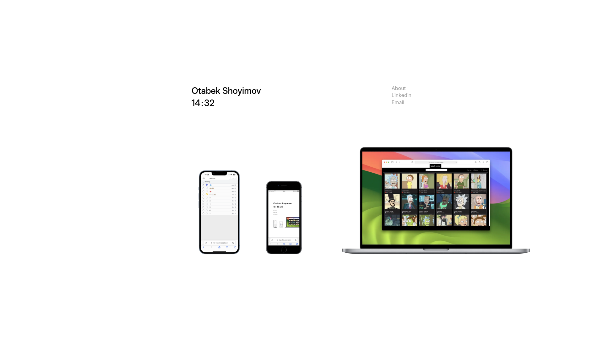website screenshot of https://otabekshoyimov.com/