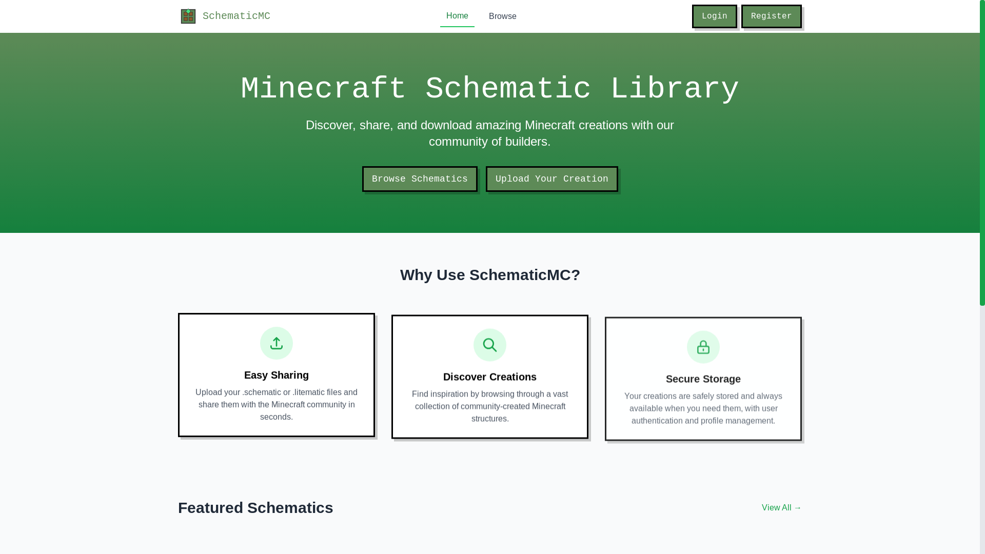 website screenshot of https://schematicmc.com/