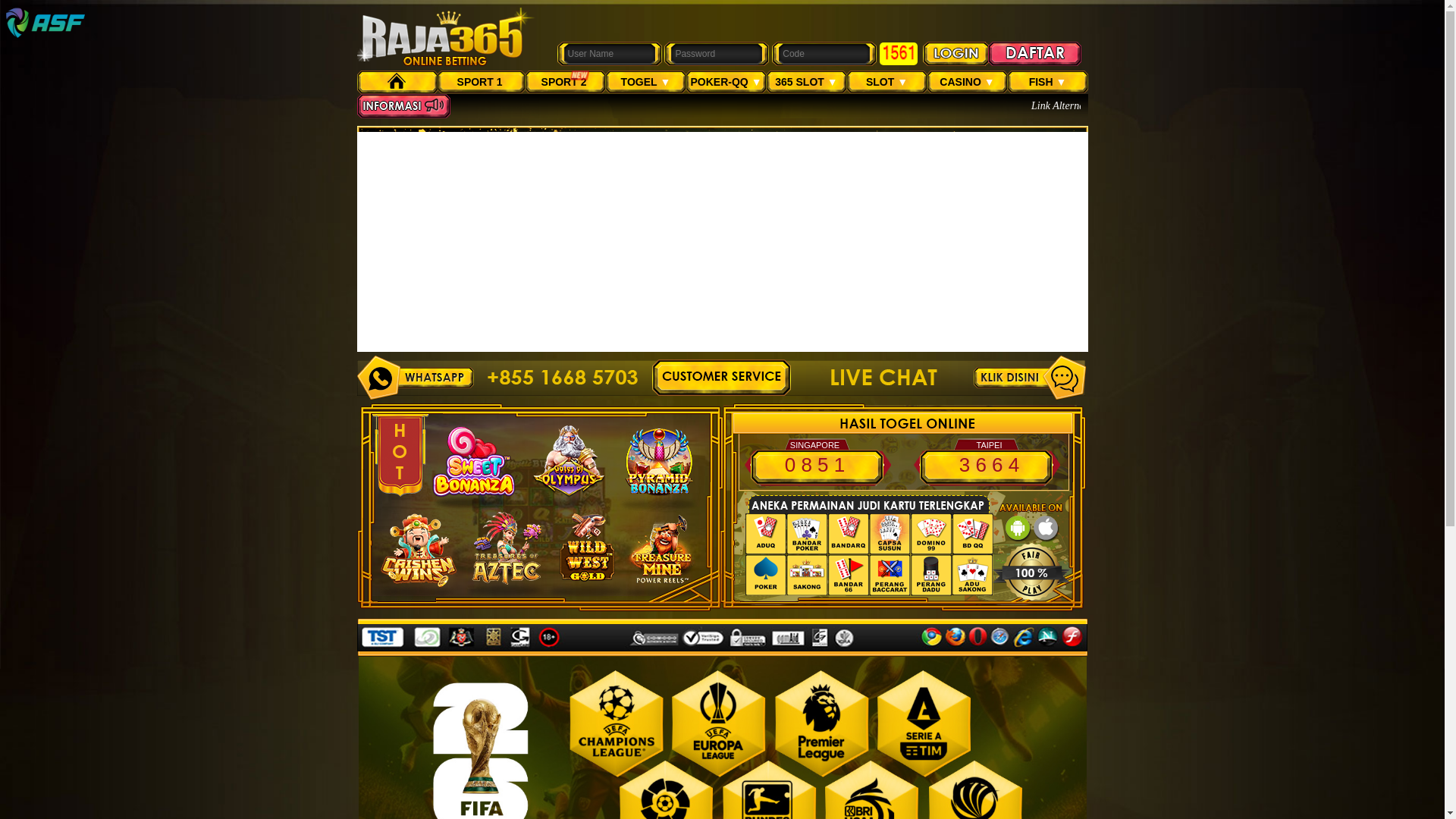 website screenshot of https://raja36588.live/