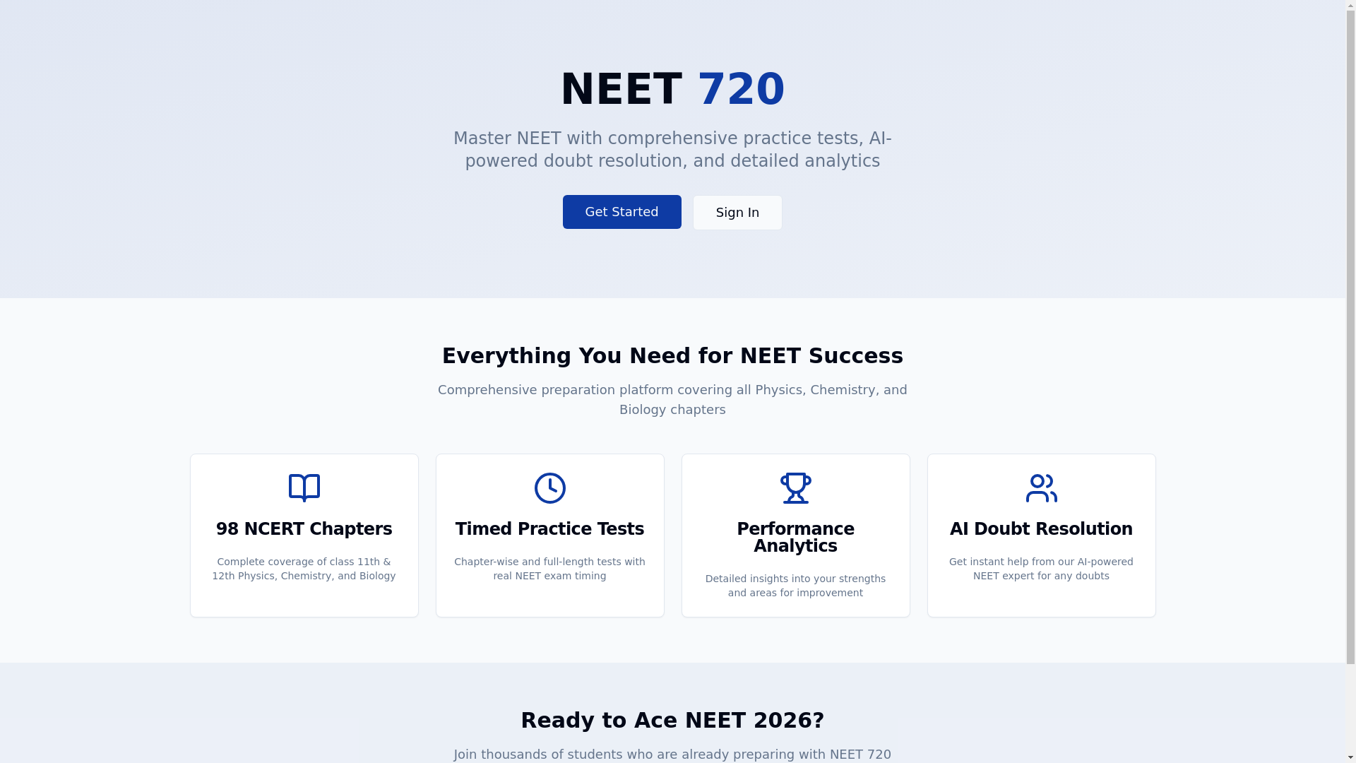 website screenshot of https://720neet.com/