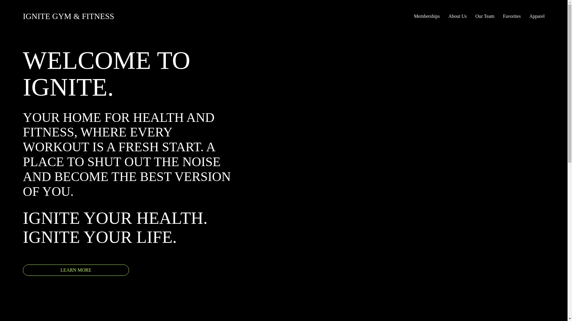 website screenshot of https://ignitegymandfitness.com/