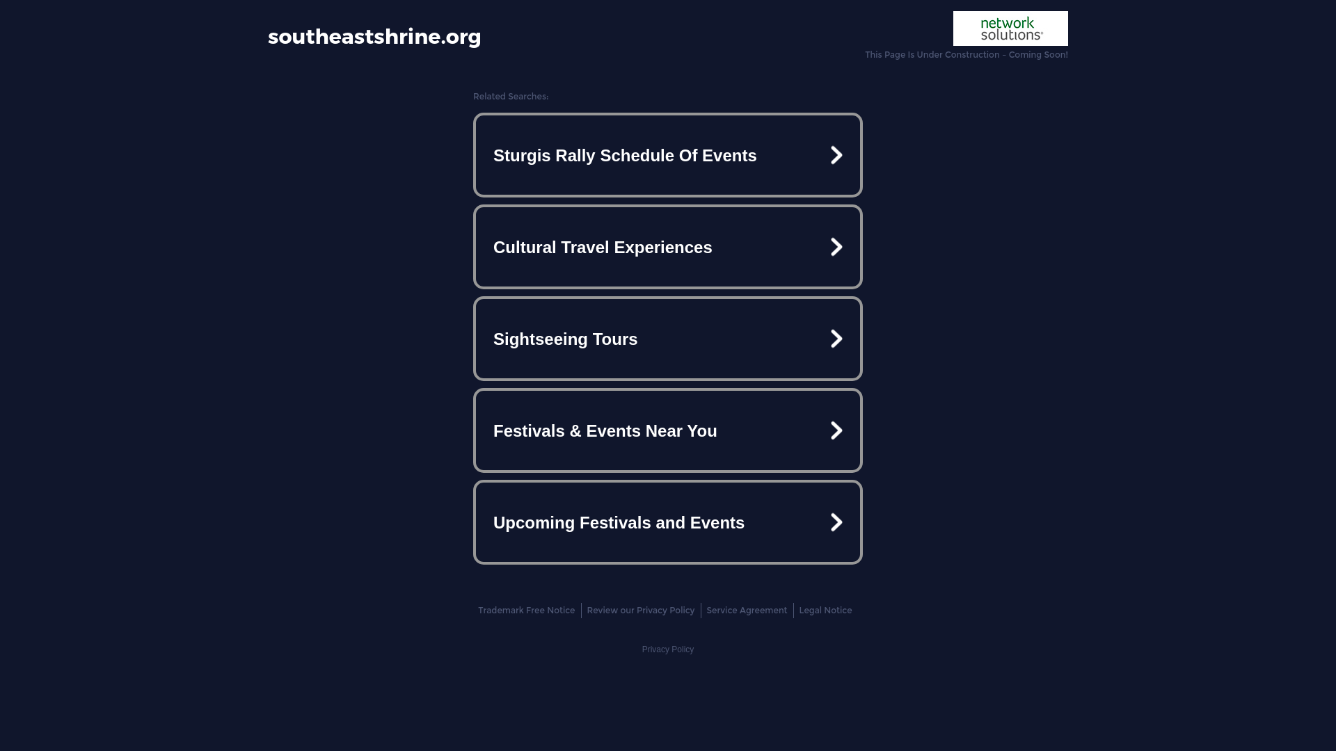 website screenshot of https://southeastshrine.org/