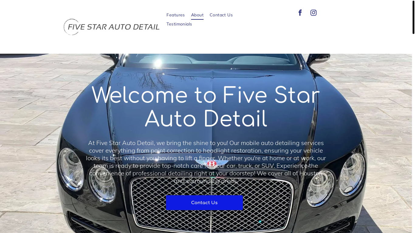 website screenshot of https://fivestardetailer.com/