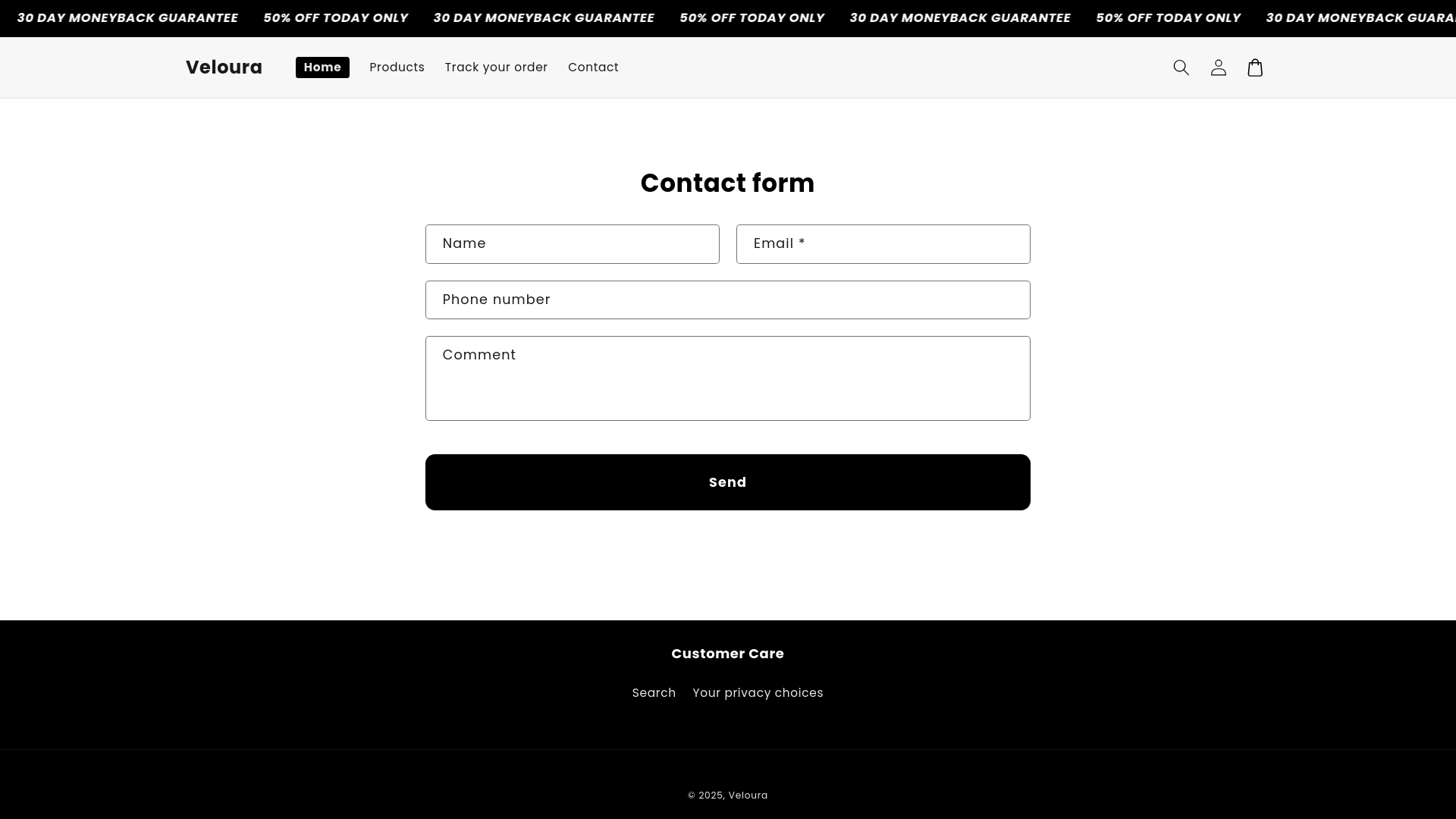 website screenshot of https://velloura.us/