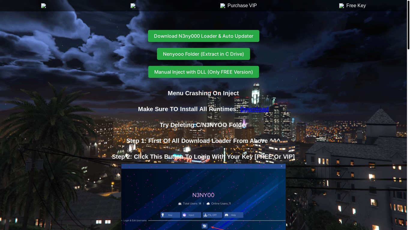 website screenshot of https://www.nenyoocheats.com/download.html