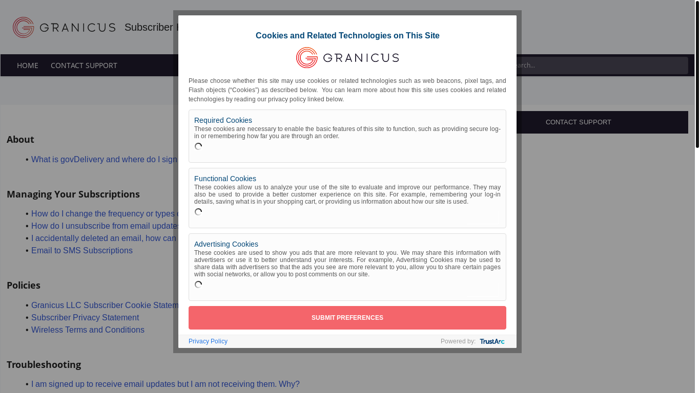 website screenshot of https://links-2.govdelivery.com/CL0/https:%2F%2Fsubscriberhelp.granicus.com%2F/1/01010196c7aec19b-1982ade6-fc10-47ef-9259-5e93ef87f465-000000/5DM0IcV9pbceVcuUJyvPeoJZ5fltUKRJjmPJPK_enmQ=404