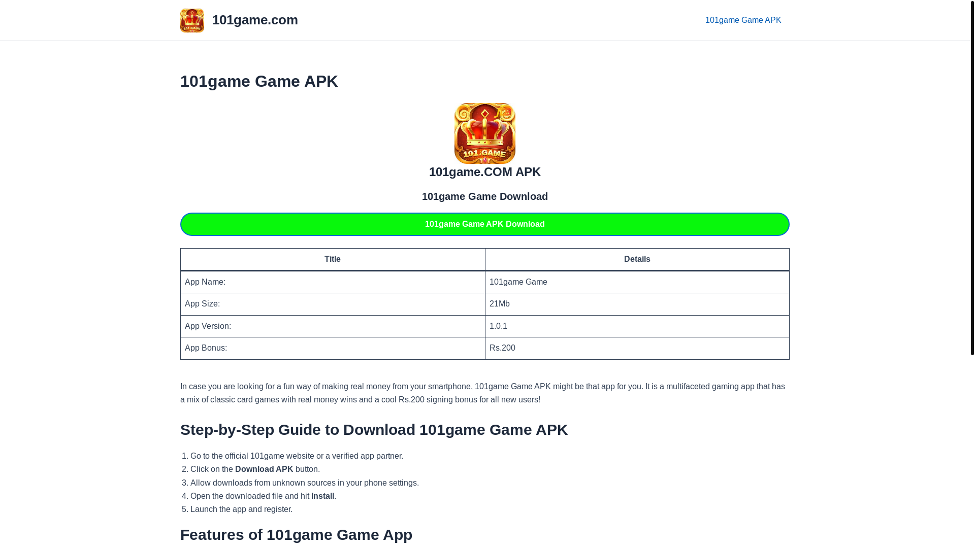 website screenshot of https://101gamegame.com/