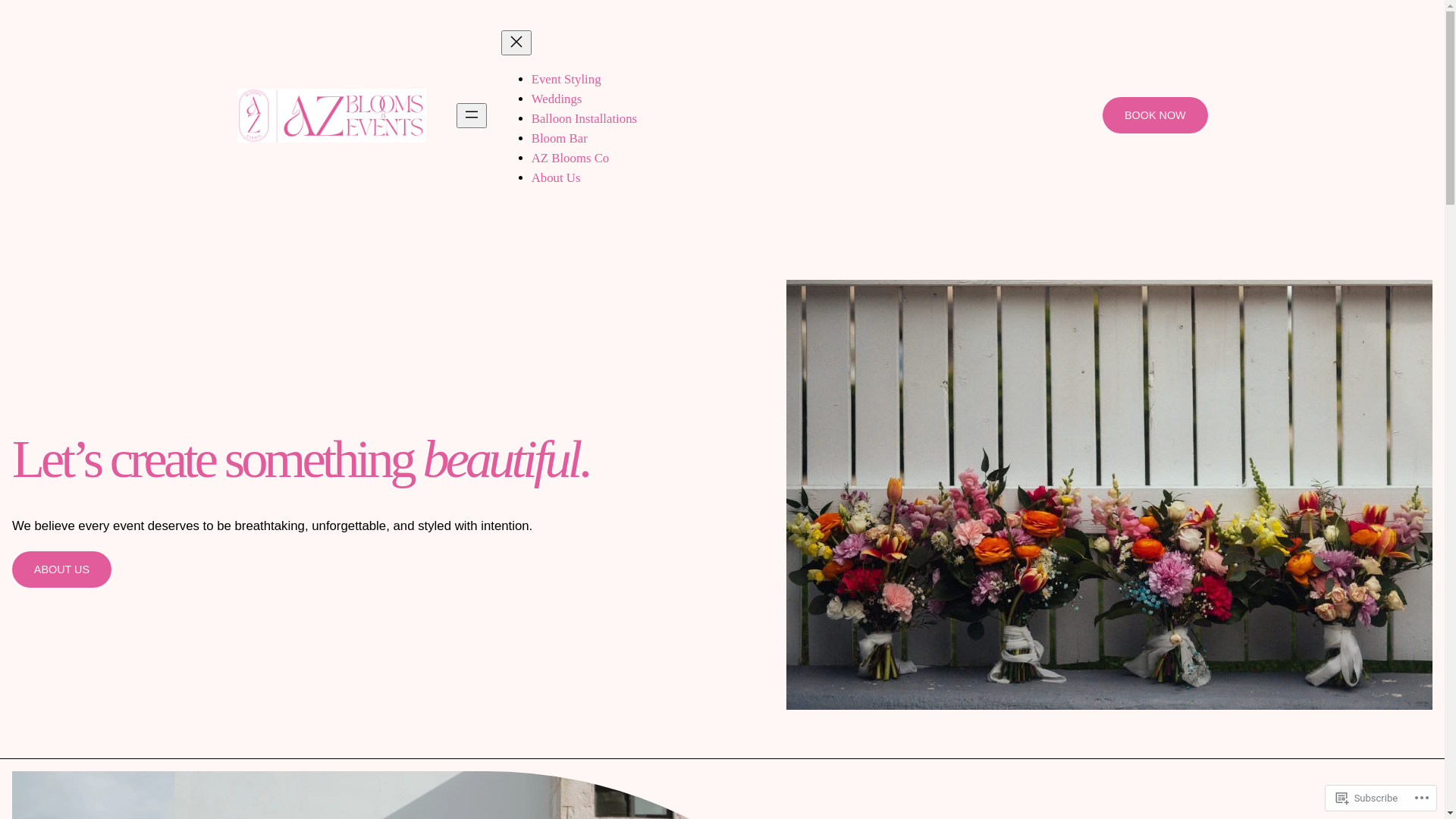 website screenshot of https://azbloomsevents.ca/