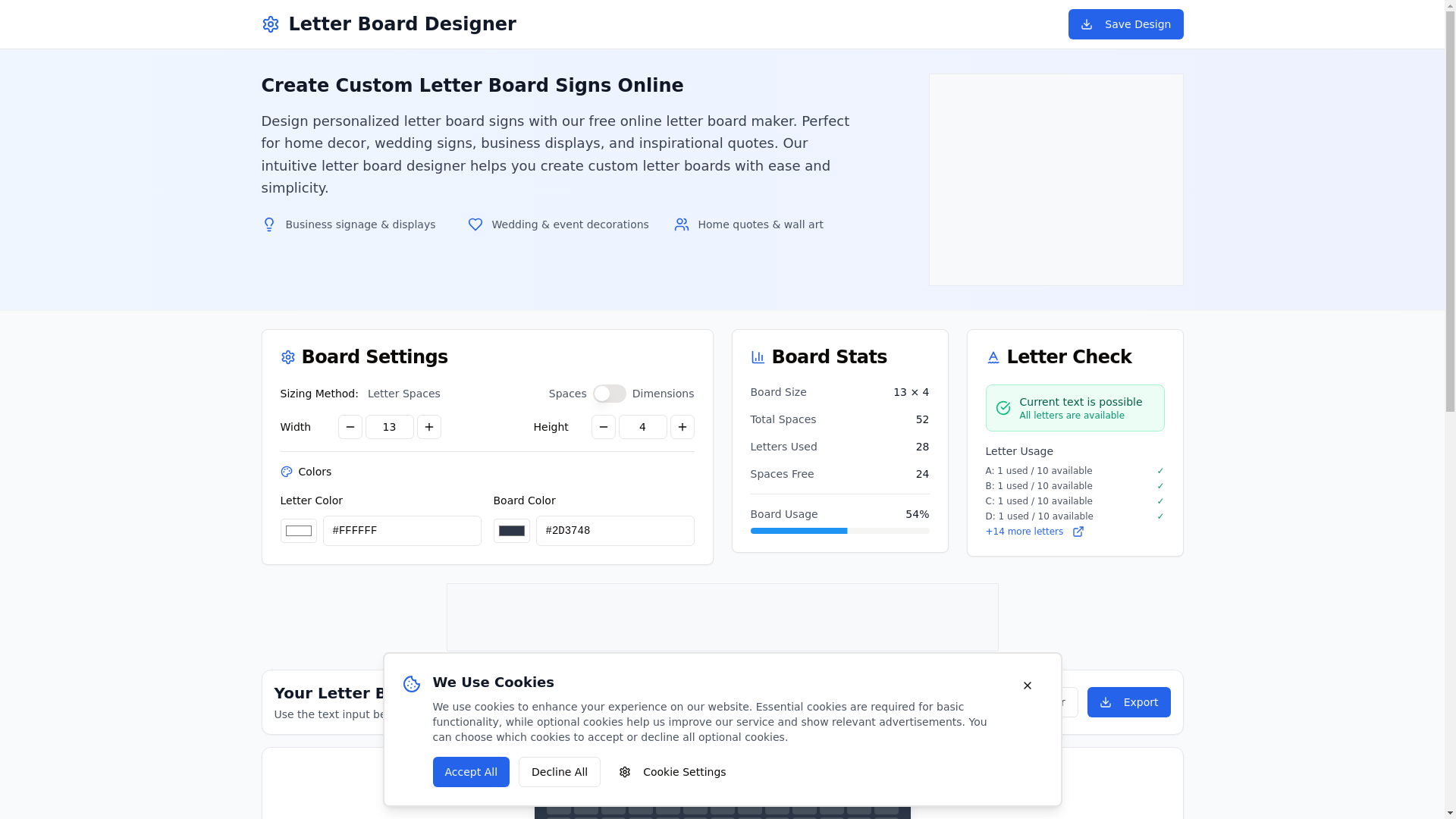 website screenshot of https://letterboardplanner.com/