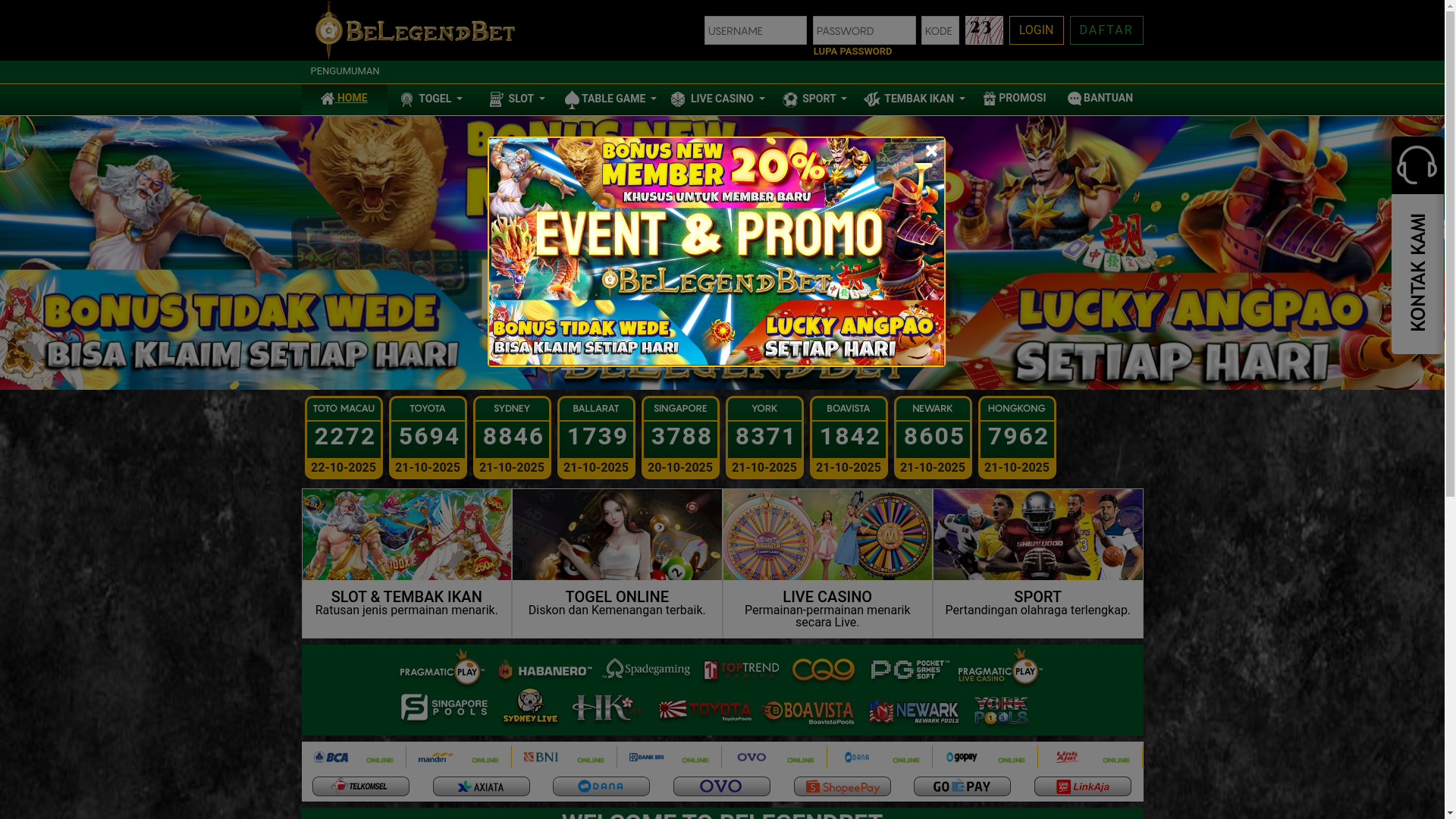 website screenshot of https://belegendbetmkt10.com/
