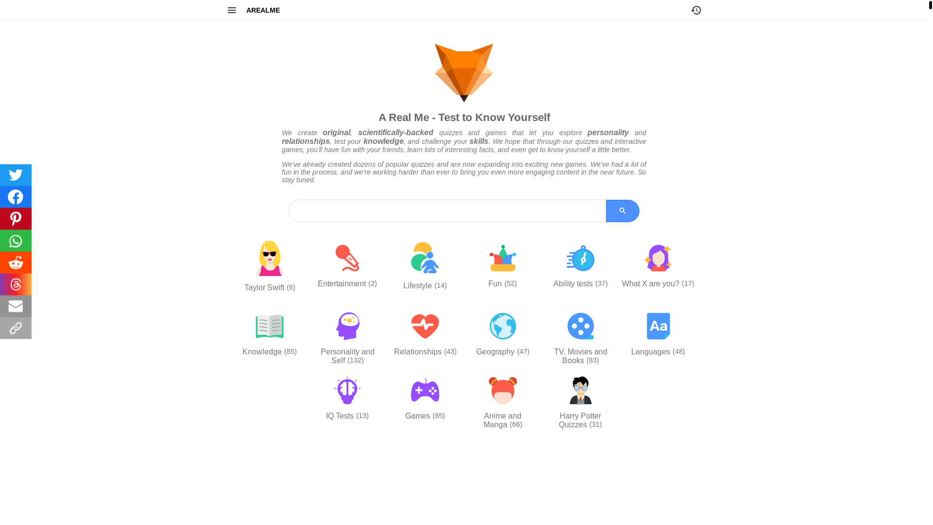 website screenshot of https://arealme.com