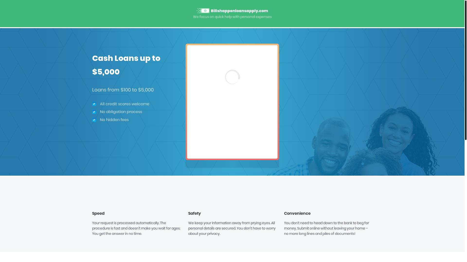 website screenshot of https://billshappenloansapply.com/