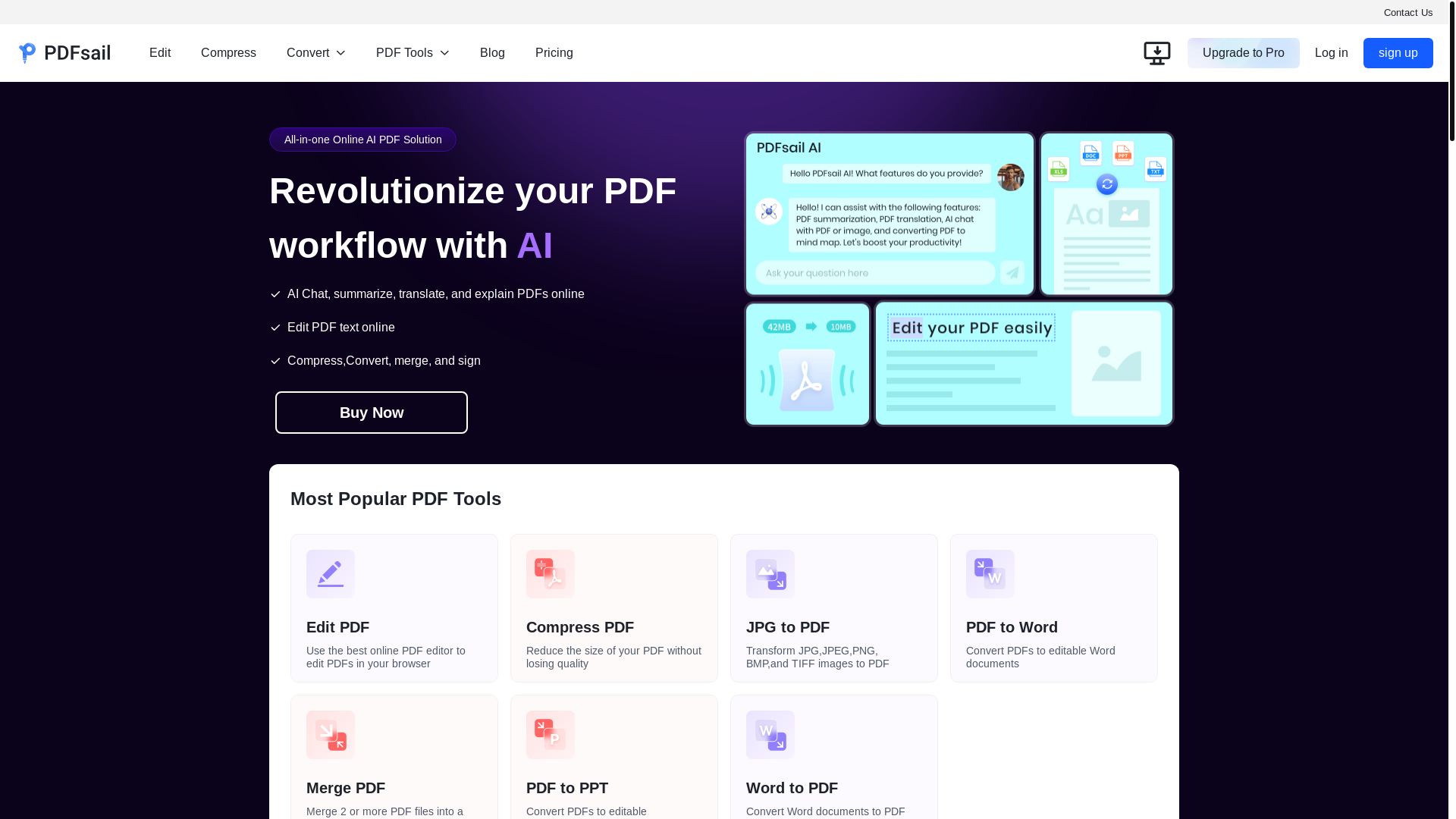 website screenshot of https://www.pdfsail.com/