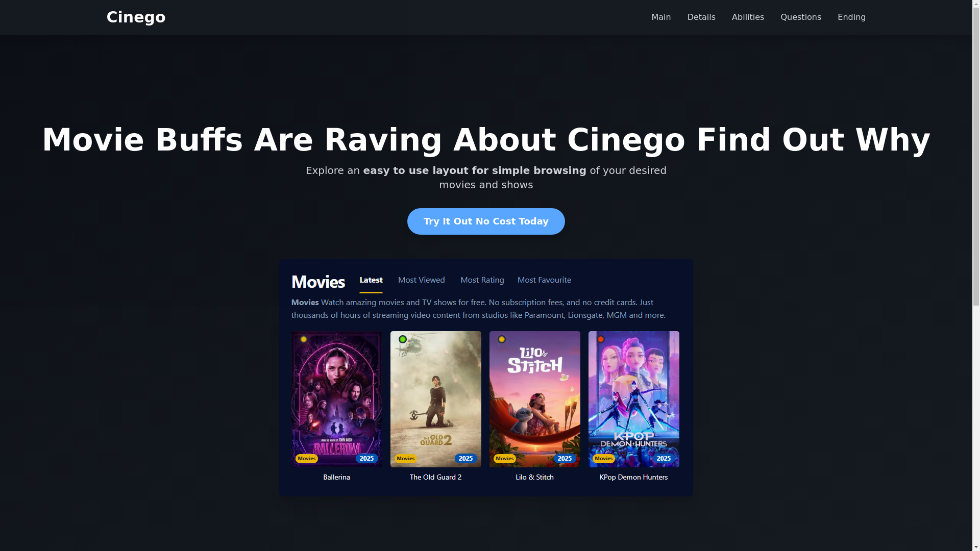 website screenshot of https://cinego-lsar.pages.dev/