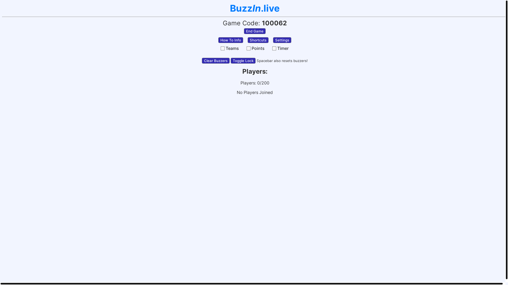 website screenshot of https://buzzin.live/host
