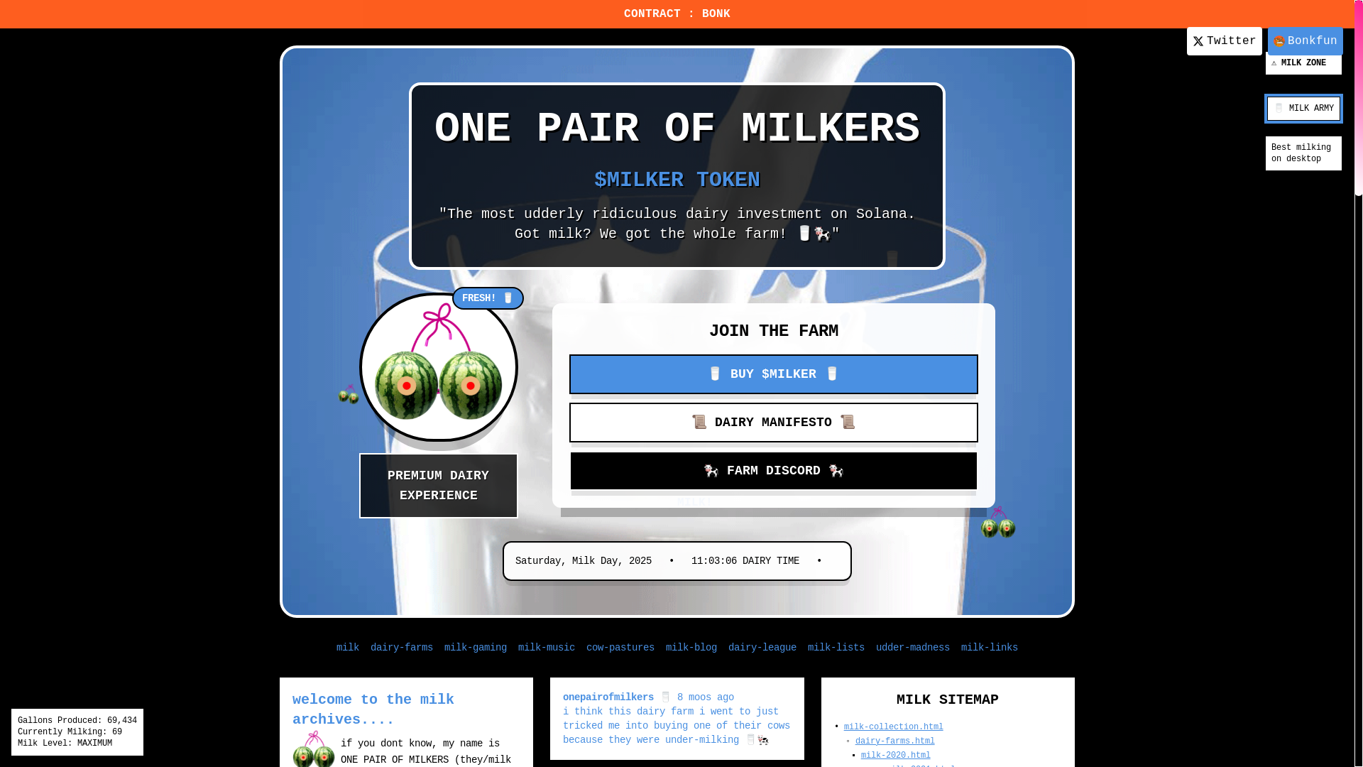 website screenshot of https://milkeronsol.xyz/