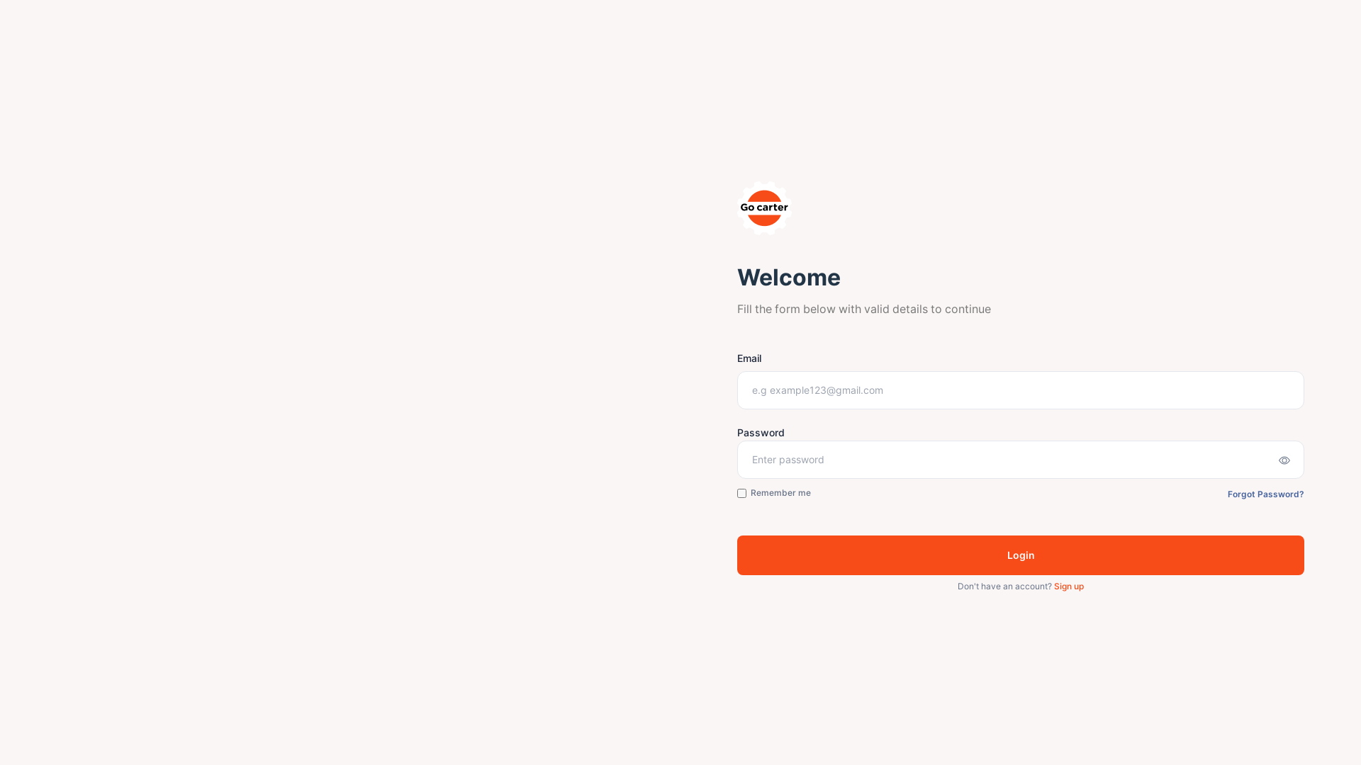 website screenshot of https://gocarter-webapp.pages.dev/