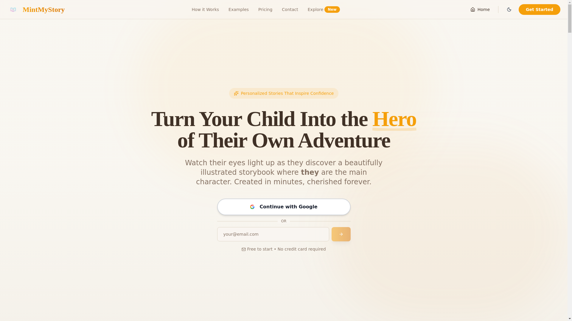 website screenshot of https://mintmystory.com/