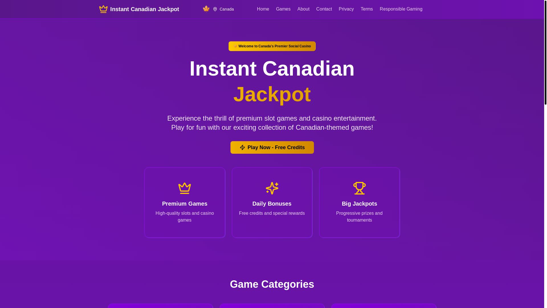 website screenshot of https://instantcanadianjackpot.com/