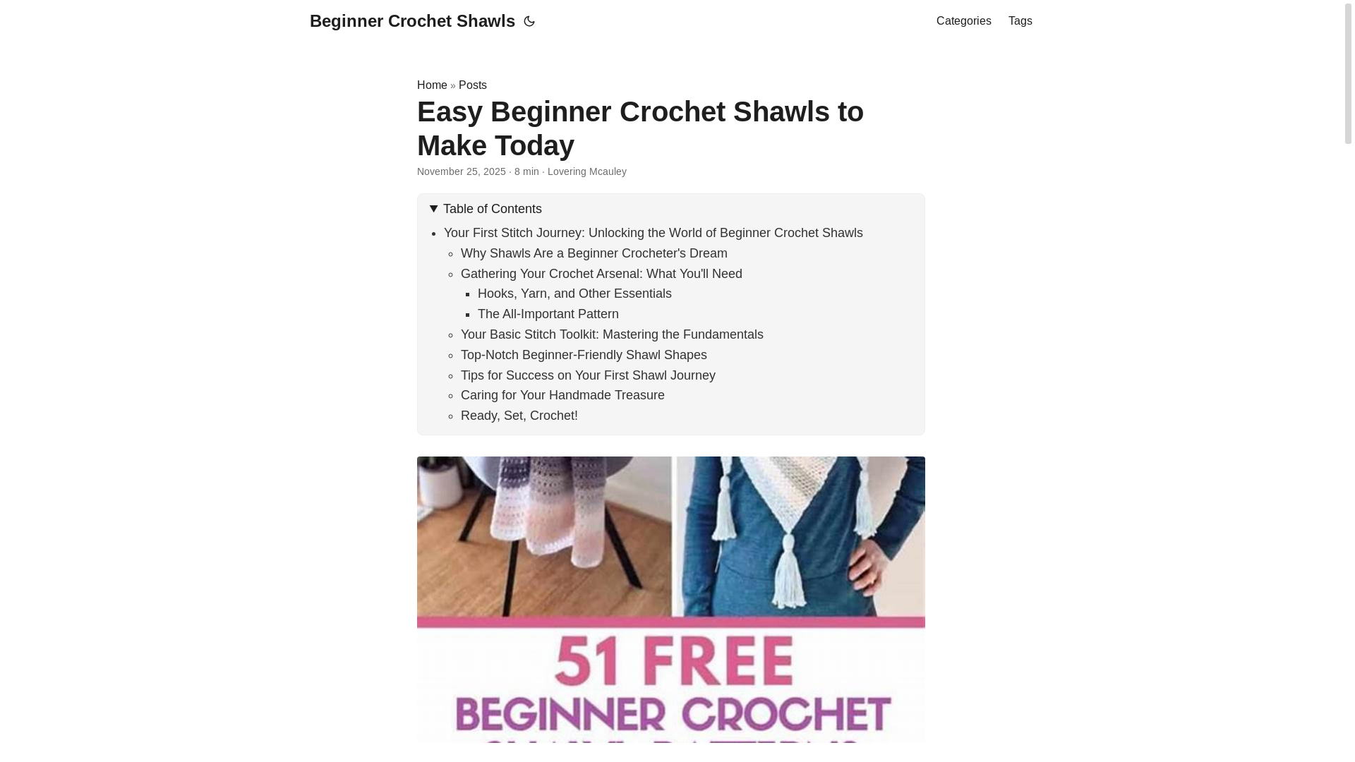 website screenshot of https://beginnercrochetshawls.pages.dev/